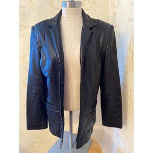 Jones New Yok Black Leather Jacket Ladies Medium
